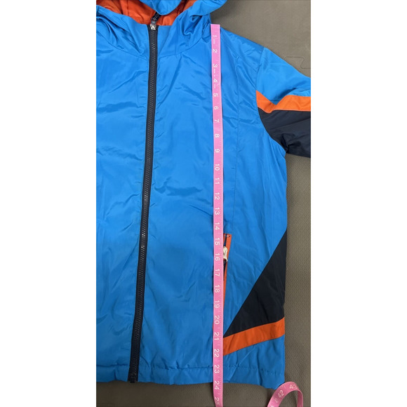 Lands End Medium Weight Hooded Boys Jacket Size M 10-12 Blue & Orange FS Charity - Picture 4 of 10